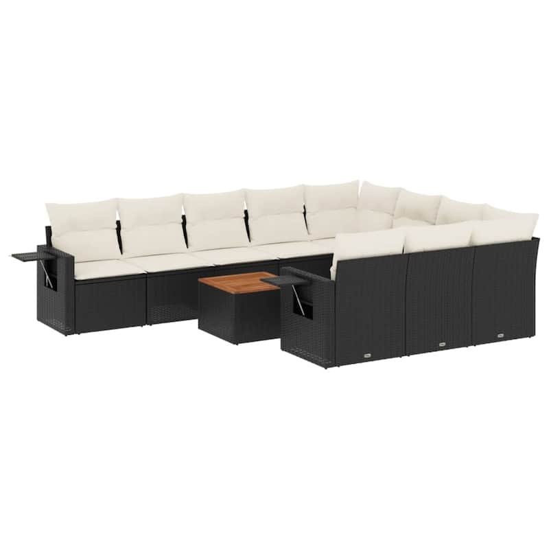 vidaXL Patio Sofa Set with Cushions Outdoor Furniture 11 Piece Poly Rattan