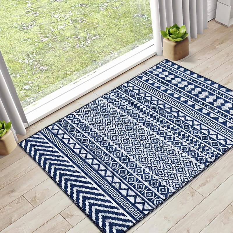 Garvee Moroccan Geometric Machine Washable Area Rug