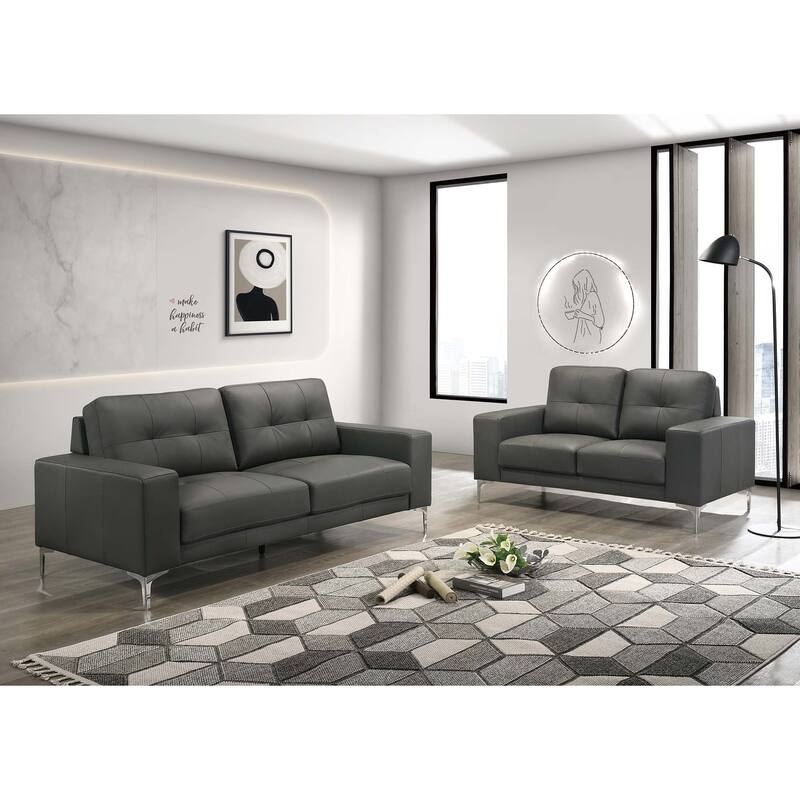 Poundex 2-Piece Sofa Set - Anthracite