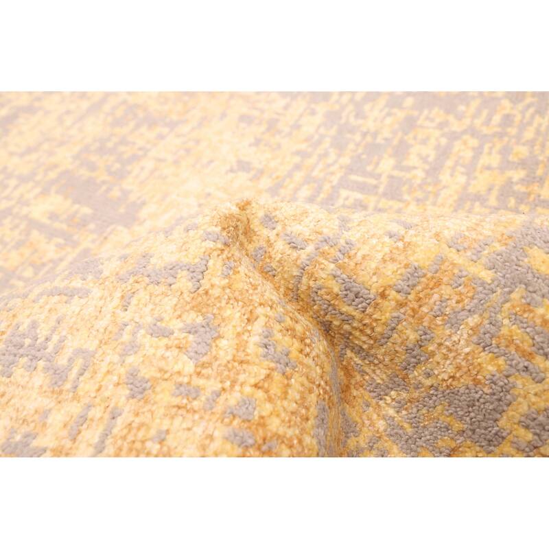 ECARPETGALLERY Hand-knotted Elysian Light Gold Viscose, Wool Rug - 6'6 x 9'8