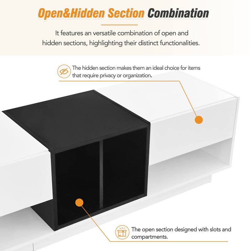 Roomfitters Sleek Two-Tone TV Stand for TVs up to 80", Modern Media Console with Versatile Storage Compartments