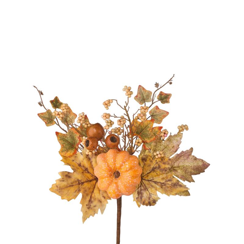14" Pumpkin Berry Maple and Ivy Leaf Pick