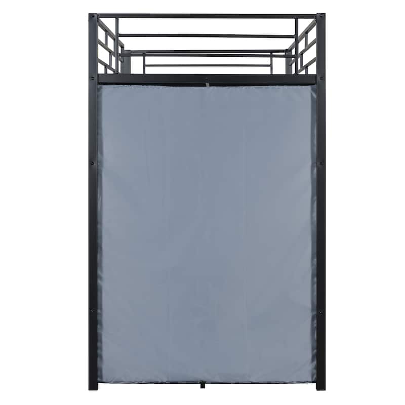 Heavy Duty Metal Twin Loft Bed with L Shaped Desk and Shelves