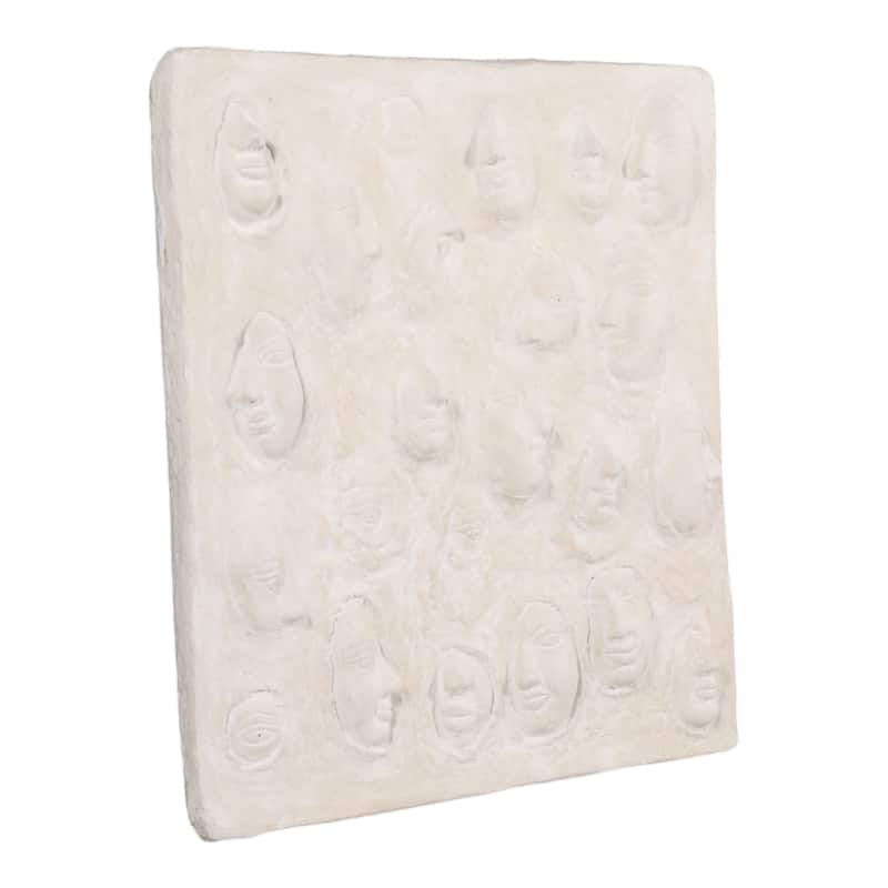 Canvas Wall Art Textured 3D Relief Face Design - 24" White