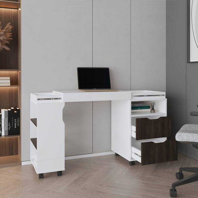 Versatile Expandable Desk with Abundant Shelving - Multi