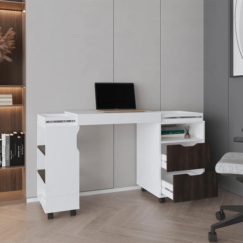 Versatile Expandable Desk with Abundant Shelving