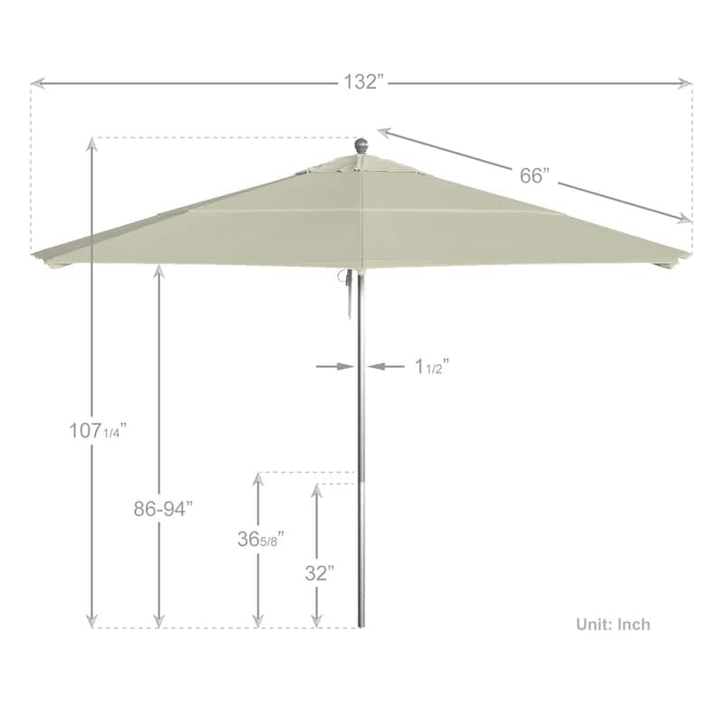 California Umbrella 11' Venture Series Patio Umbrella Silver Aluminum Pole Fiberglass Ribs Pulley Lift Pacifica