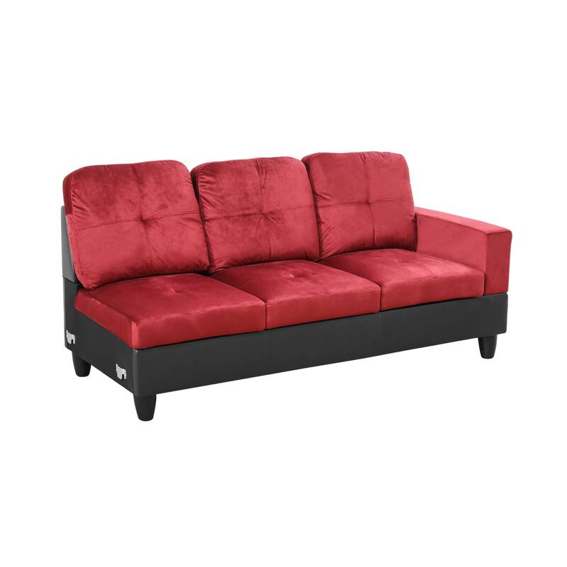 Red Flannel And PVC 3-Piece Couch Living Room Sofa Set
