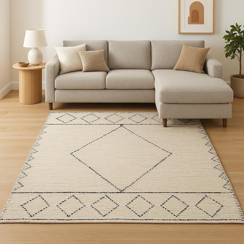 HomeRoots Geometric Modern Rectangle Area Rug - 96 in. x 60 in. x 0.4 in. - 96 in. x 60 in.  x 0.4 in.