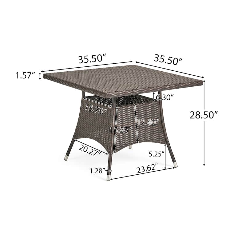 Corsica Outdoor Wicker Square Dining Table (ONLY) by Christopher Knight Home - 36.60 "W x 36.6"D x 28.35"H