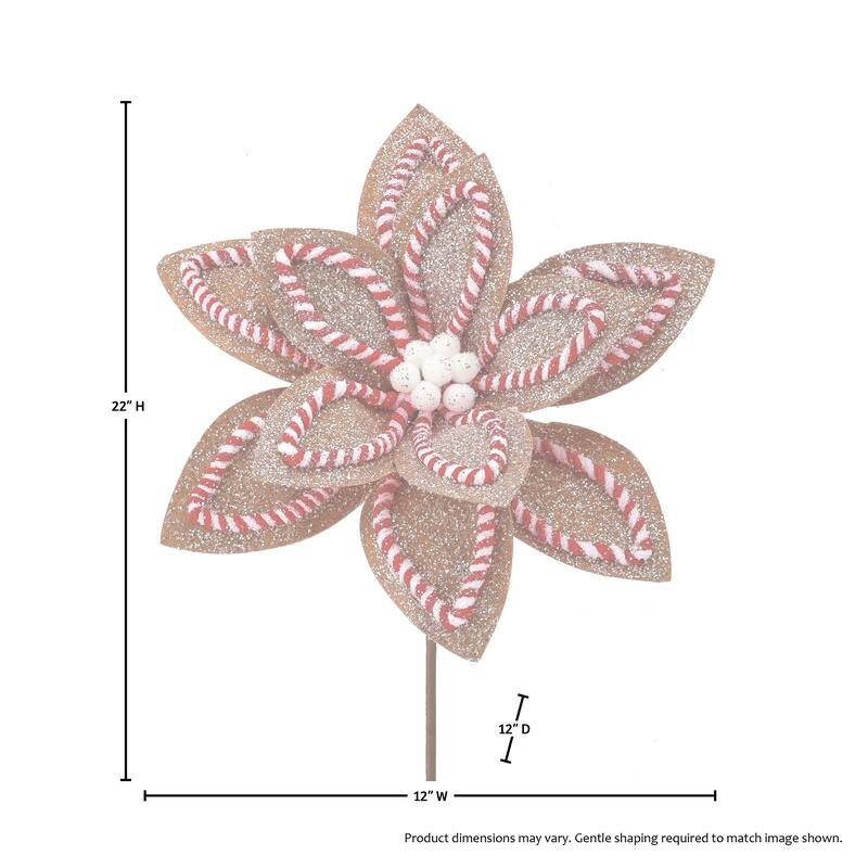 22" Sugar And Spice Poinsettia Stem