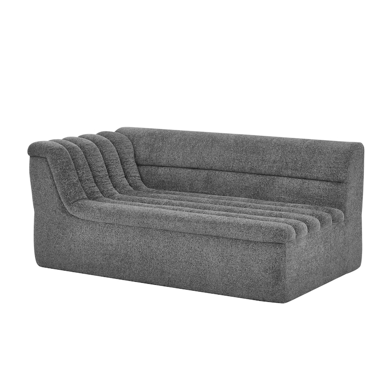 Modular Sectional Sofa with L-Shape Chaise Lounge, Chenille Upholstered Boneless Couch, Corner Sofa with Wave-Shaped Armrest