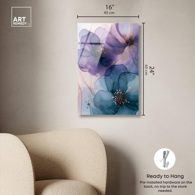 Gilded Cyanescence II Acrylic by Art Remedy, Ready to Hang