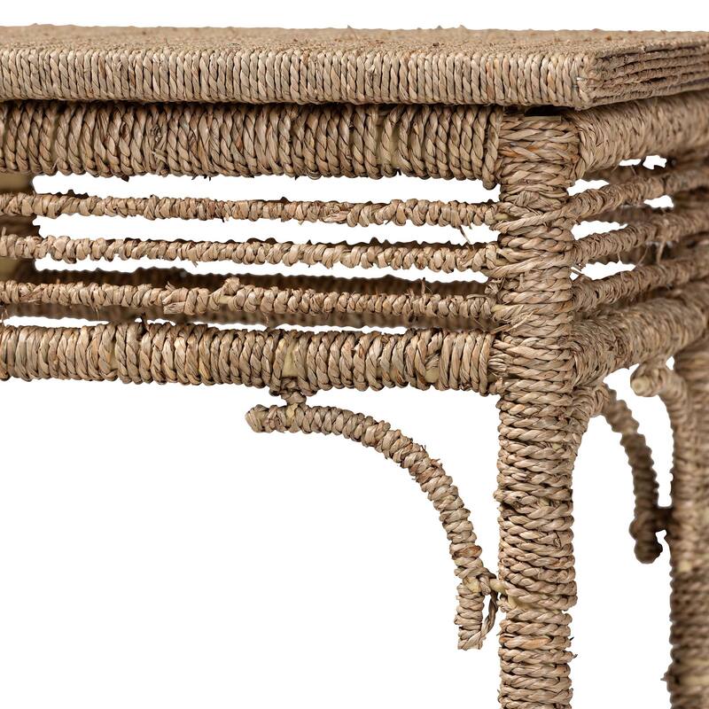 Ganit Handwoven Seagrass Console Table - Entryway Table with Lower Shelf, Accent Table for Hallway, Living Room, or Foyer Decor