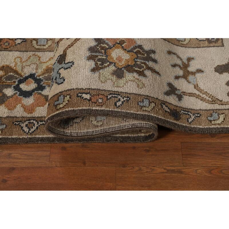Brown Oushak Oriental Area Rug Handmade Wool Carpet - 8'9"x 11'9"
