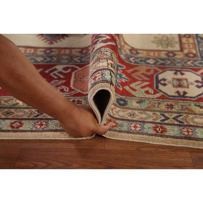 Geometric Kazak Oriental Area Rug Hand-Knotted Traditional Wool Carpet - 8'5"x 11'4"