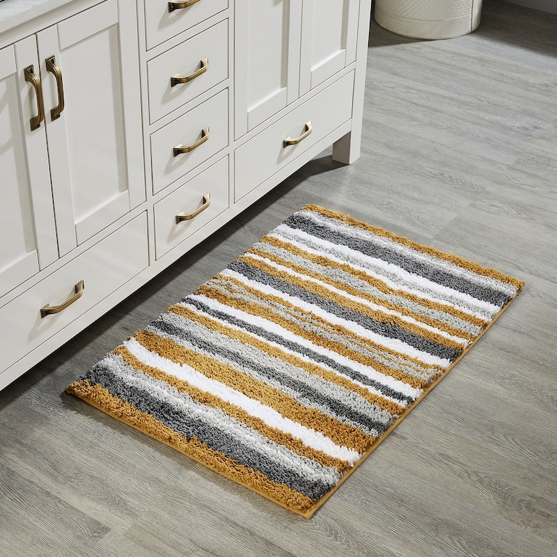 Better Trends Bath Rug 100% Polyester Super Absorbent Anti-Skid TPR Backing Bathroom Rug For Shower,Sink Mats Griffie Collection - 24" x 36" Rectangle - Yellow