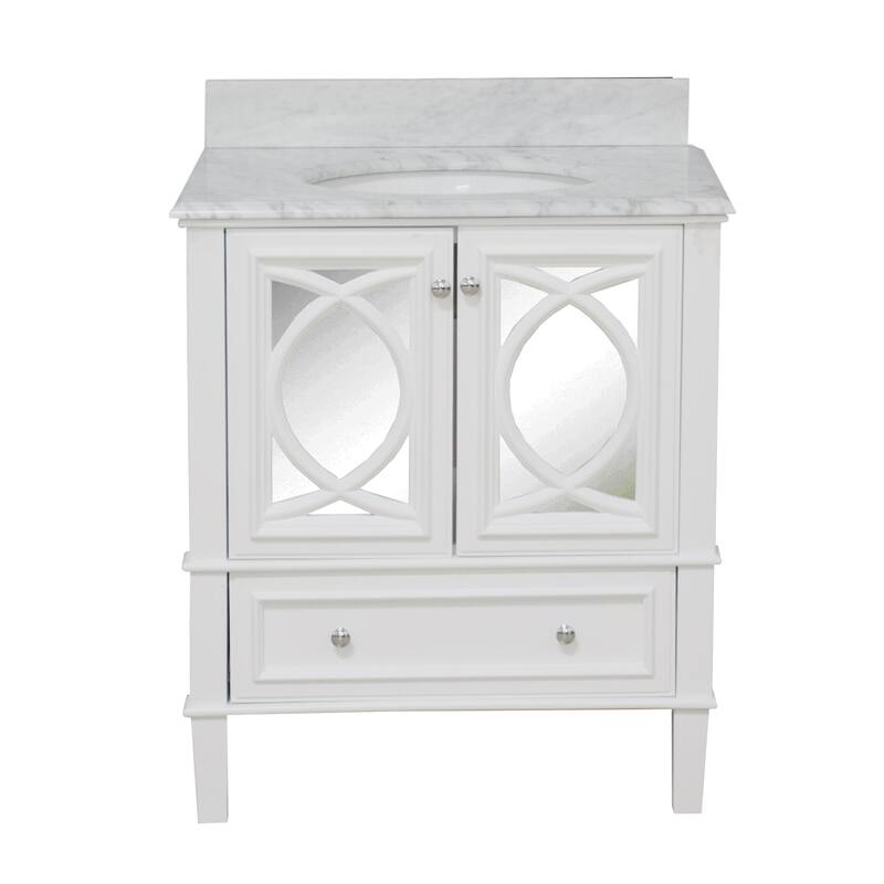 KitchenBathCollection Olivia 30" Bathroom Vanity with Carrara Marble Top