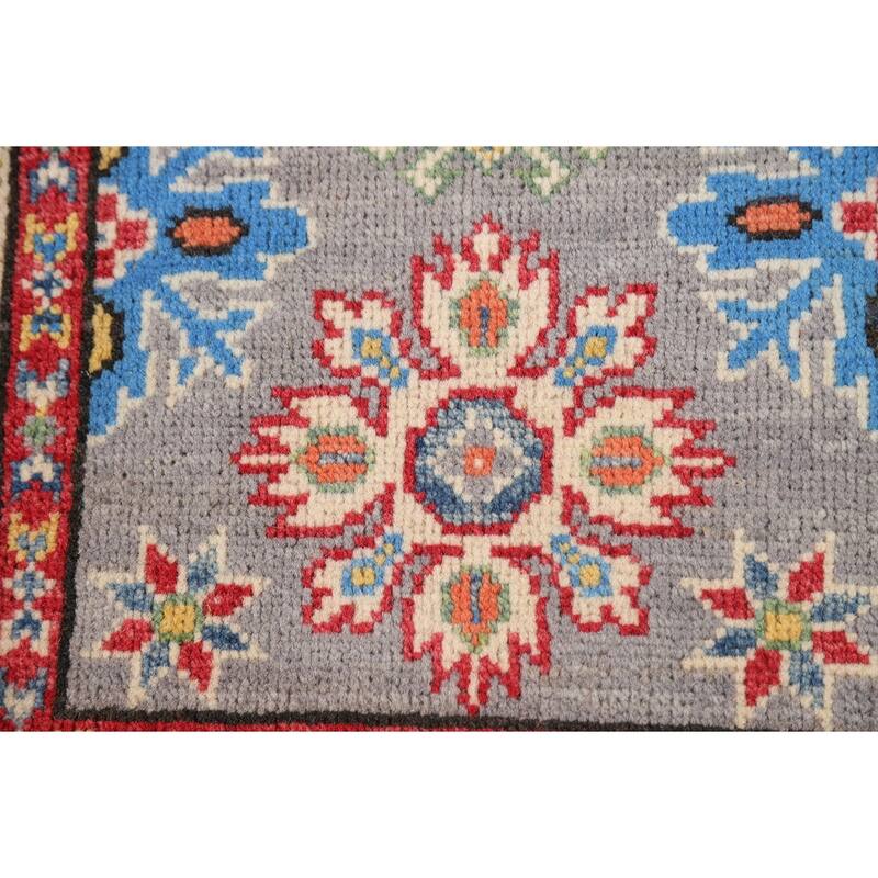 Gray Kazak Oriental Foyer Rug Hand-Knotted Wool Carpet - 2'0" x 3'0"
