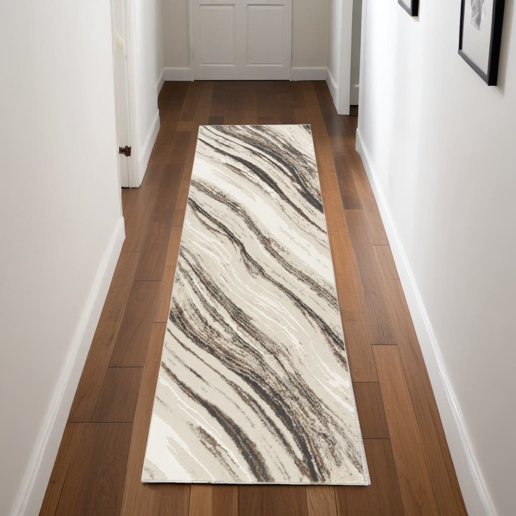 Power Loomed Abstract Modern Non Skid Stain Resistant Area Rug - 90' X '26' X '0.5
