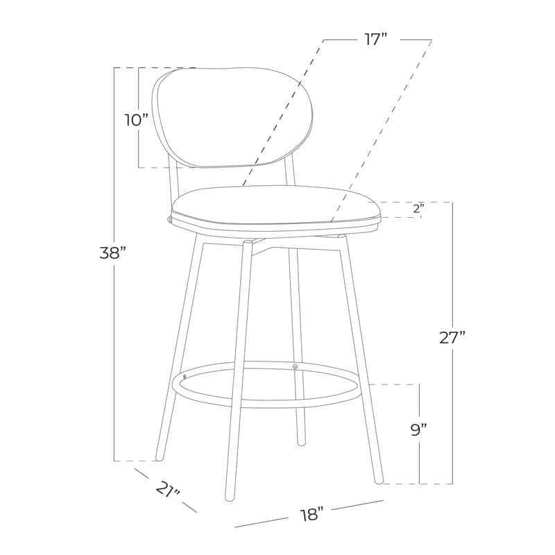 Spruce & Spring Megan Swivel Counter Bar Stool with Metal Legs