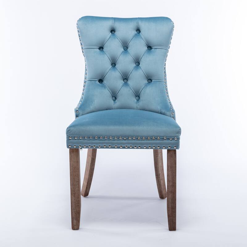 Set of 2 Modern High-End Tufted Solid Wood Upholstered Dining Chair with Nailhead Trim