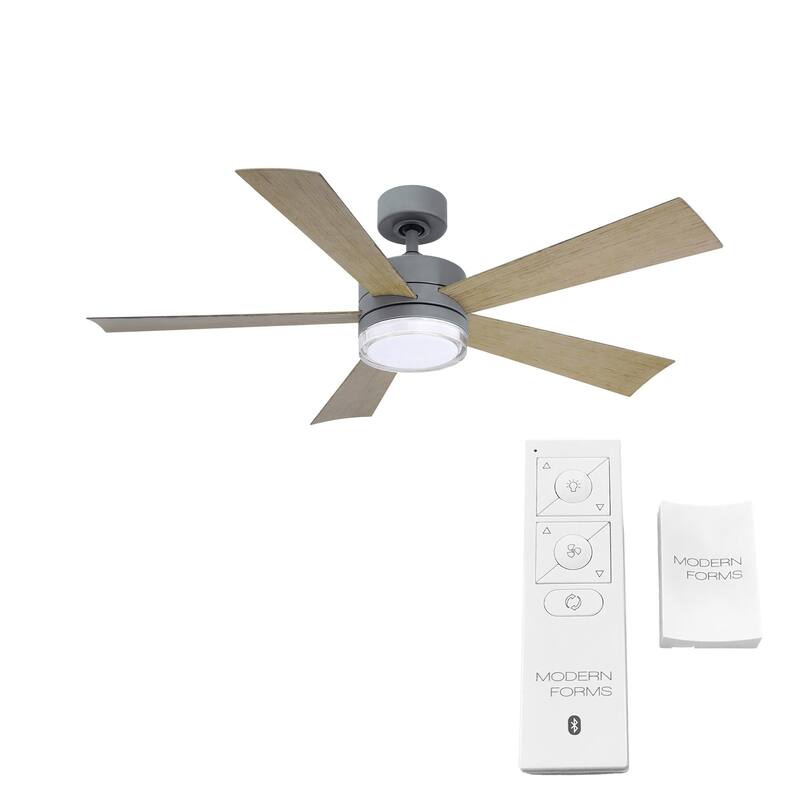 Wynd 52 Inch Five Blade Indoor / Outdoor Smart Ceiling Fan with Six Speed DC Motor and LED Light.