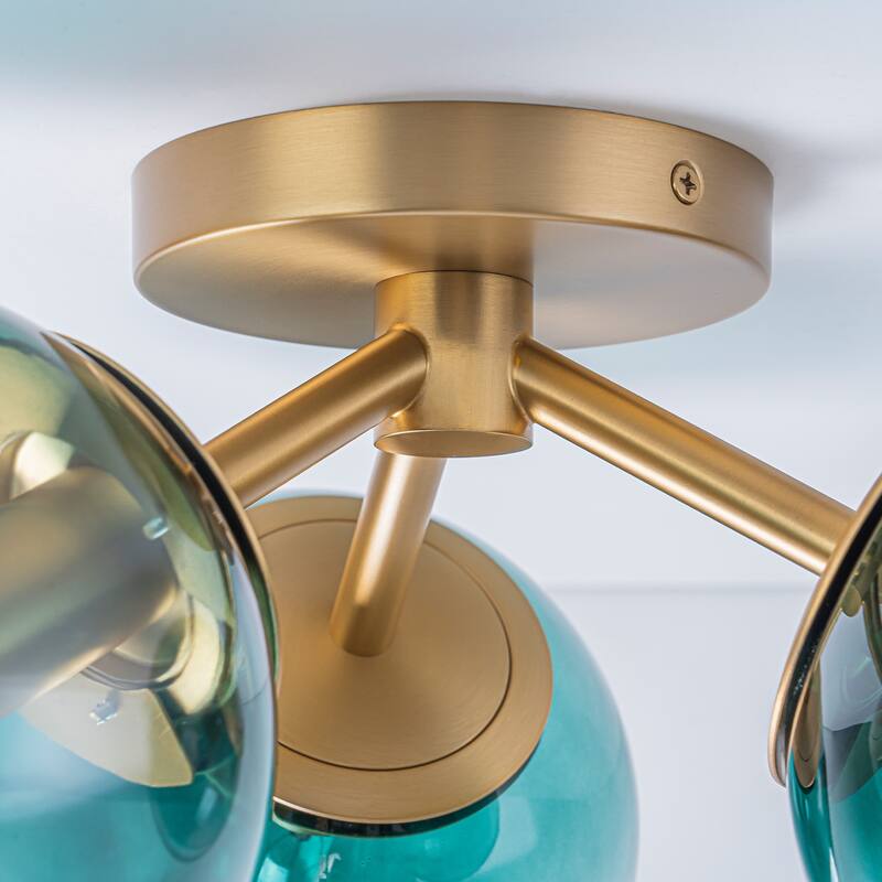 Modern 3-Light Semi Flush Mount With Opal Glass Shade