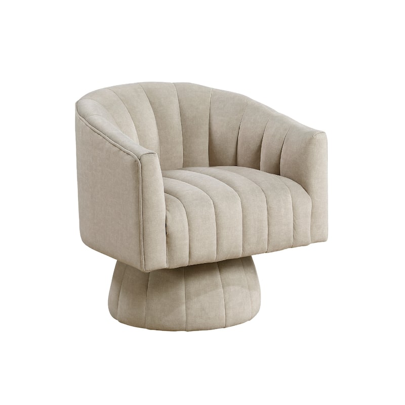 Rex Swivel Accent Chair, Barrel Channel Stitched Velvet, Taupe Brown