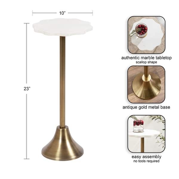 Kate and Laurel Sanzo Scalloped Marble and Metal Drink Table - Bed Bath ...