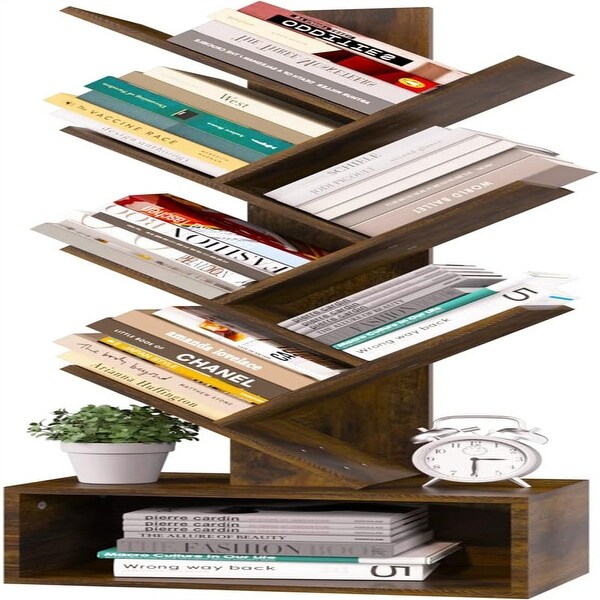 Tree Bookshelf 6 Shelf Retro Floor Standing Bookcase - 7.8