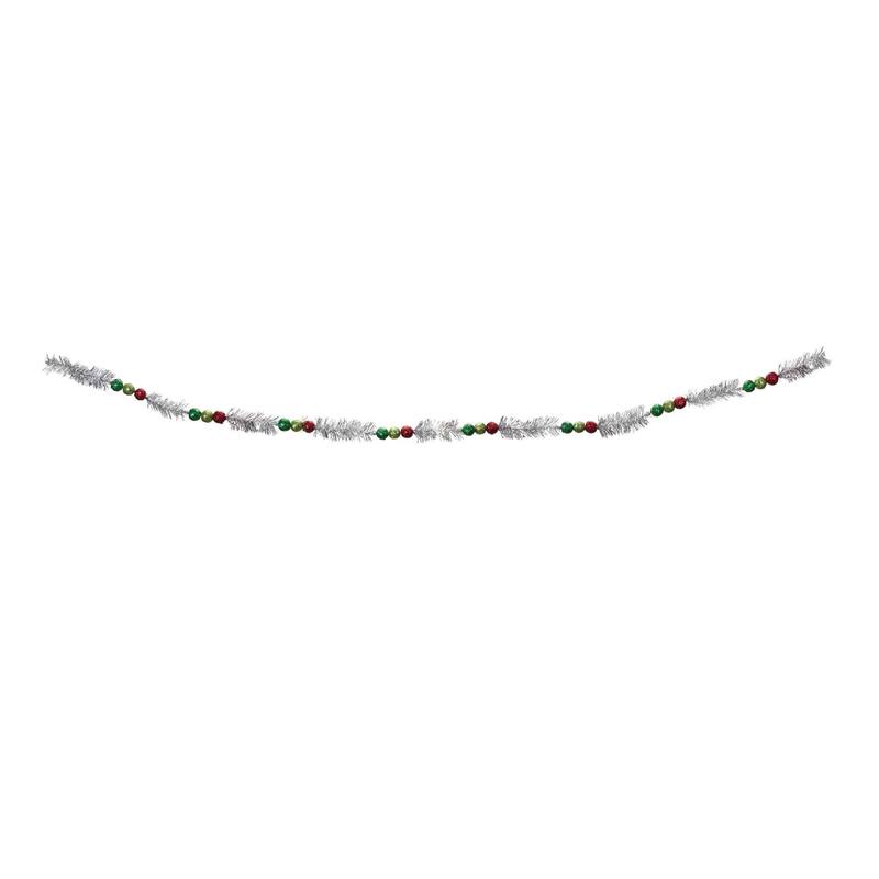 Beaded Tinsel Christmas Garlands - 5.5' x 1.5" - Unlit - Set of 6