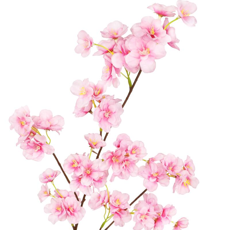 Set of 6 Pink Artificial Cherry Blossom Flower Stem Spray 34in - 34" L x 8" W x 3" DP