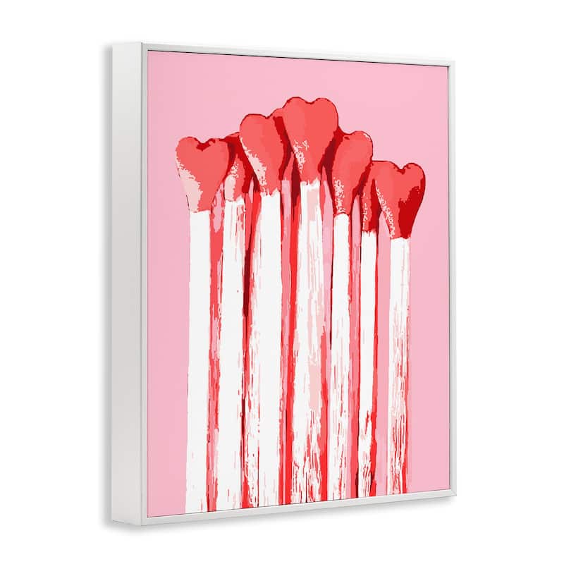 Stupell Pastel Pink Heart Matches Framed Giclee Art Design By Lil' Rue