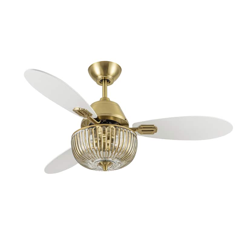 Gable River of Goods 3-blade 42-inch Modern Indoor Ceiling Fan with Hand-Painted Glass Shade and Remote Control