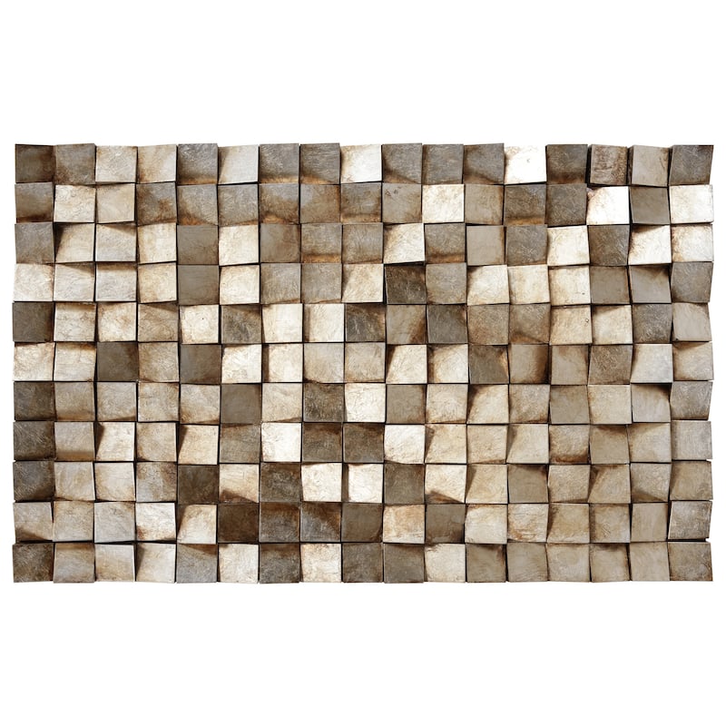 "Textured 1" Handed Painted Rugged Blocks with Gold Leaf Wall Art