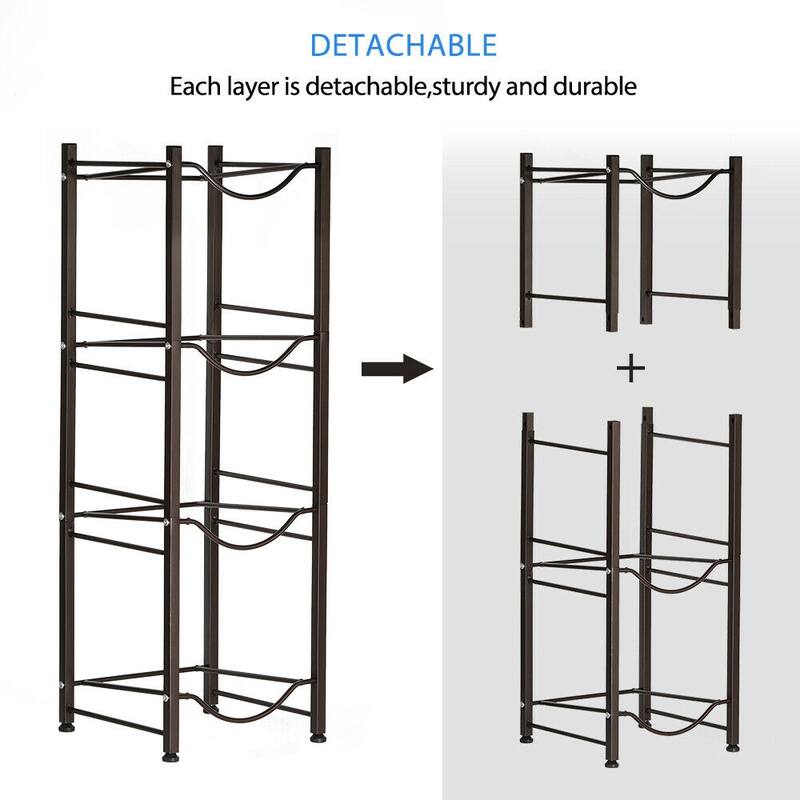 5 Gallon Water Jug Holder Water Bottle Storage Rack, 4 Tiers, Black