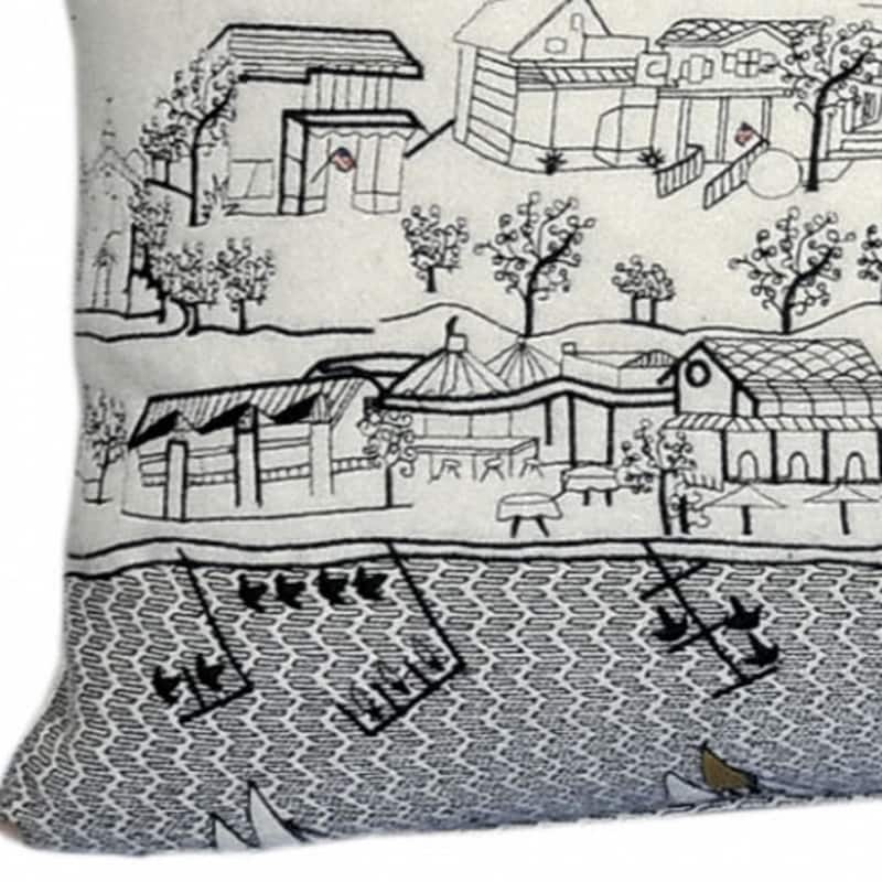 HomeRoots 35" White St Michael's Daylight Skyline Lumbar Decorative Pillow