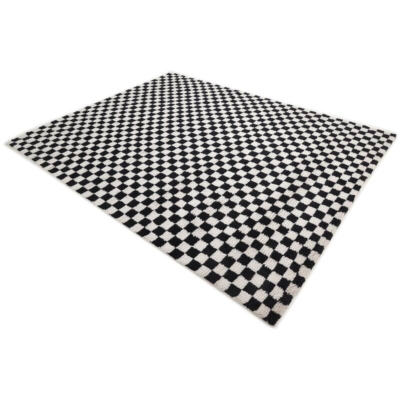 Contemporary Checkered Black Area Rug