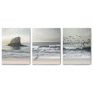 Canvas Triptych 3 Piece Art Set Morning Beach Walks by Tanya Shumkina