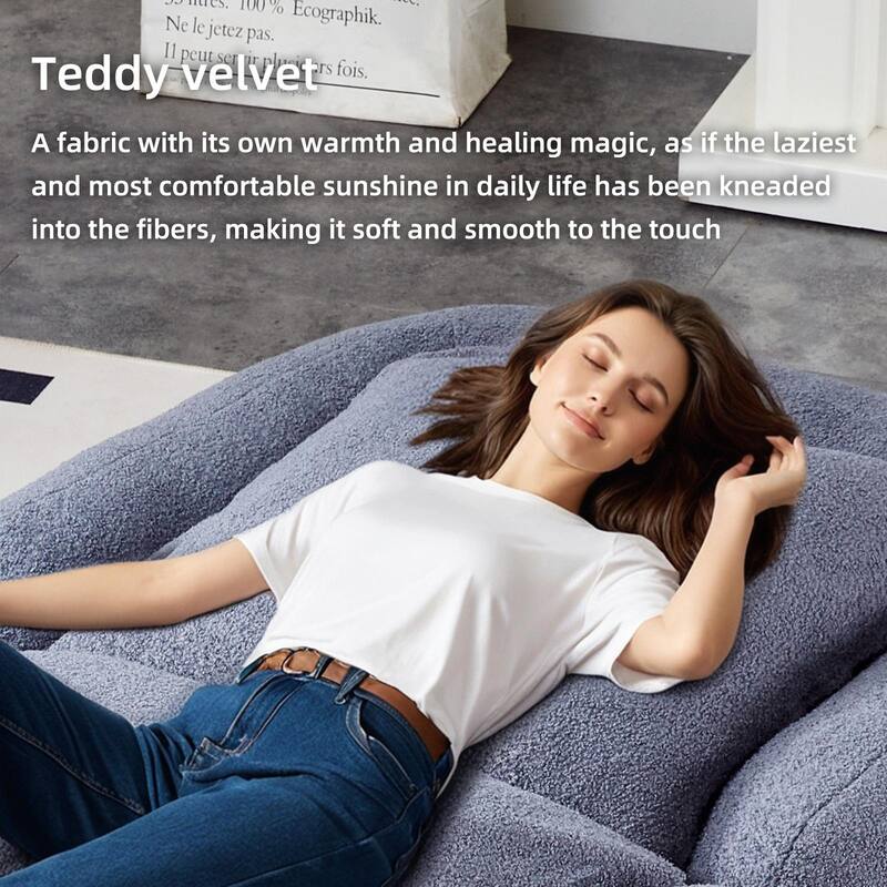 Folding Sofa Chair with 5 Adjustable Positions, Plush Floor Lounge Chair