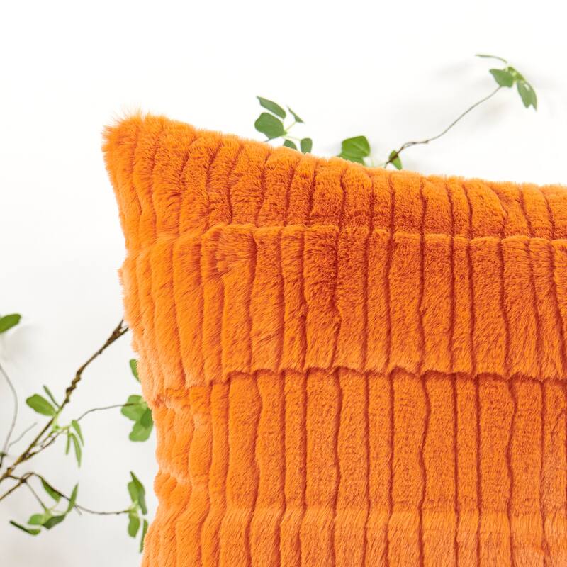 1 Pc Sculpted Stripe FauxFur Pillow Shell Decorative Cushion Cover
