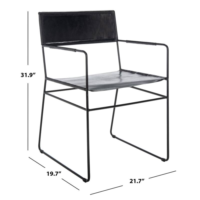 SAFAVIEH Bernardine Leather Dining Chair (Set of 2) - 21.7" W x 19.7" L x 31.9" H - 22Wx20Dx32H