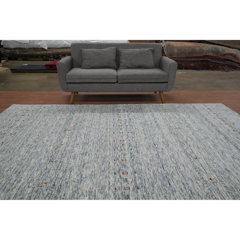 Hand Knotted Oriental 100% Wool Carpet Tribal Animal Pictorial Beige & Ivories Gabbeh Area Rug - 10' 0'' X 9' 8''