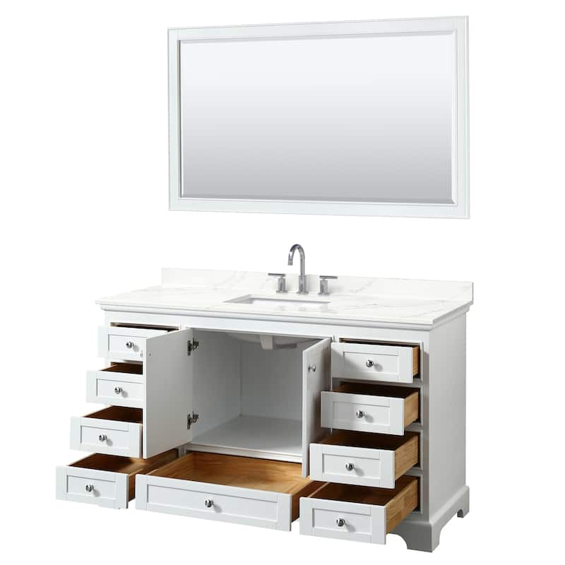 Deborah 60-inch Single Vanity, Quartz Top, 58-inch Mirror