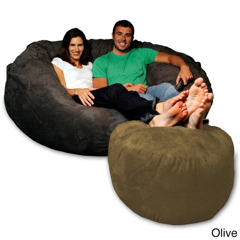 Memory Foam Ottoman Only, Soft and Comfy MicroSuede Bean Bag Ottoman for Adults and Kids - Olive Micro Suede