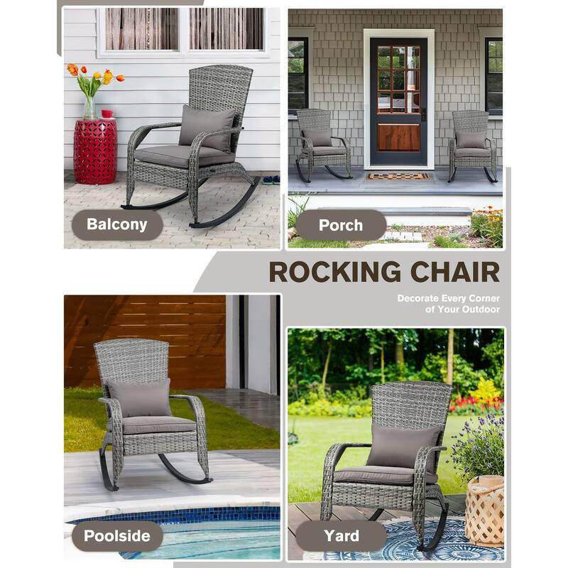 Outdoor Wicker Rocking Chair, Rattan Recliner