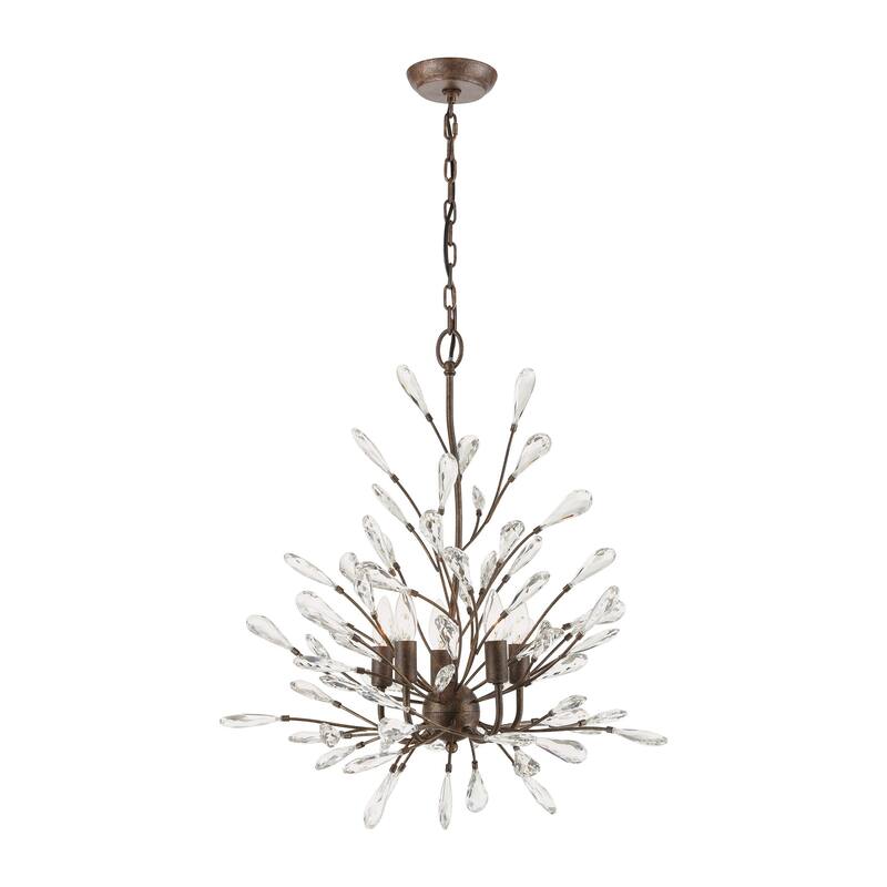 Elk Home Crislett Sunglow Bronze With Crystal 5 Light Chandelier