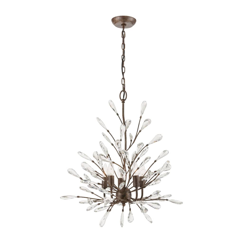 Elk Home Crislett Sunglow Bronze With Crystal 5 Light Chandelier