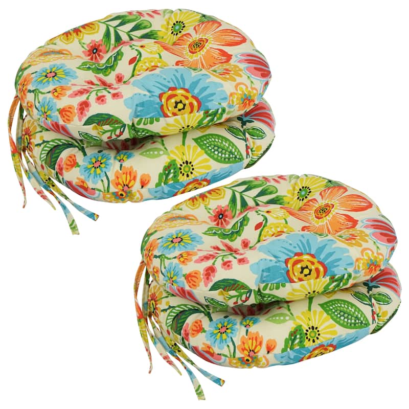 16-inch Round Tufted Indoor/Outdoor Chair Cushions (Set of 4) - 16" - Gregoire Chamomile